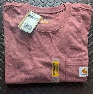 NWT Carhartt Mens T Shirt K87 Short Sleeve Pocket Red 2XL Original Fit Workwear